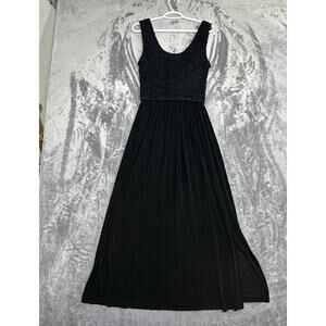 Vintage Pipe Dreams of Palm Springs Black Maxi Dress Womens Small